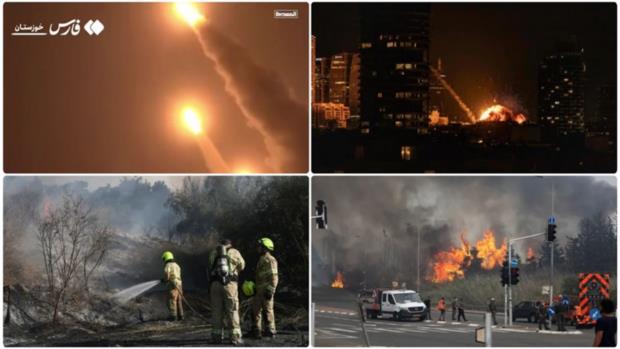 الحرس الثوري الإيراني ينفذ الموجة الـ 20 بمسيرات وصواريخ ألحقت دماراً هائلاً في يافا المحتلة